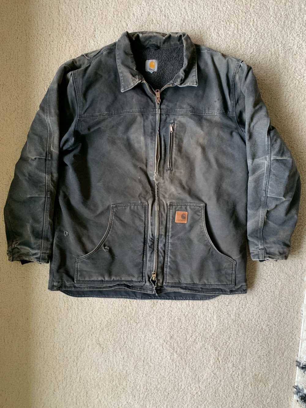 Vintage Carhartt Jacket Mens XL Tall  Sherpa Lined Canvas